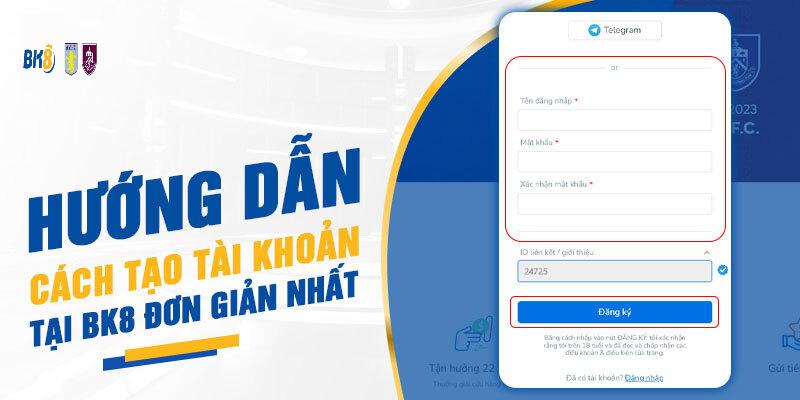 Giao diện đăng ký tài khoản BK8